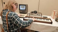 Bea (Lemonlight) tests her Apple IIe synthesizer setup