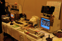My VIC-20 exhibit playing Lode Runner and running my Mystify demo